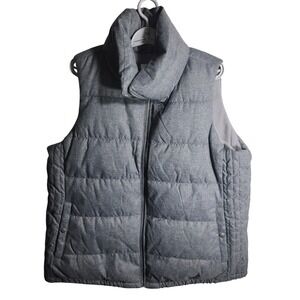 Old Navy Heather Grey Quilted Puffer Vest XL Stand Collar Zip Front Pockets